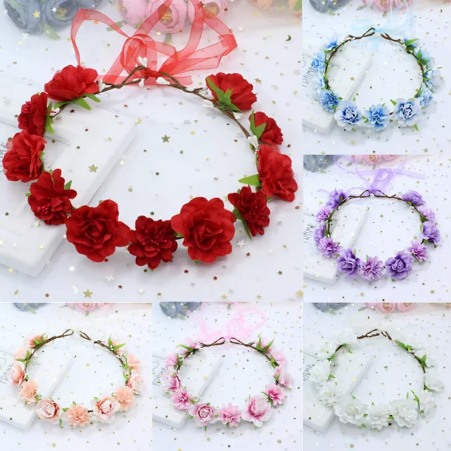 Women Girl Crown Wreath Wedding Flower Headband Garland Hair Band Floral Garland