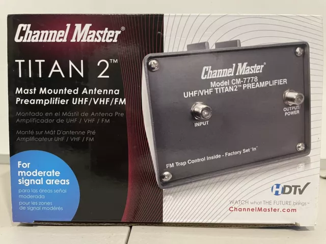 Channel Master CM-7778 Titan 2 Preamplifier Version Mast Mounted Antenna New