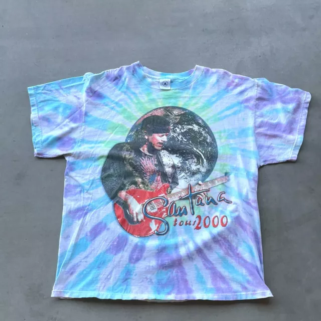 Vintage Santana Tie Dye 2000 Concert Rock Band Tour Size XL Y2K T-Shirt