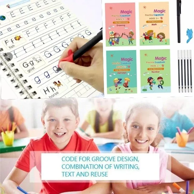 4 Kids Magic Handwriting Copybook Reused Groove Practice Calligraphy Book  Number
