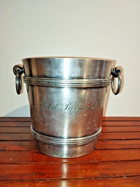 Seau à Champagne Ancien - Métal Argenté - PLM Ancien Hôtel - Déco Vintage