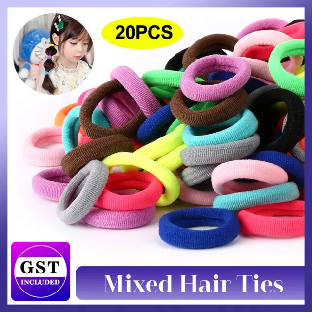 20X Mixed Hair Ties Thick Elastic Spandex Head Bands Ponytail Girls Women AU