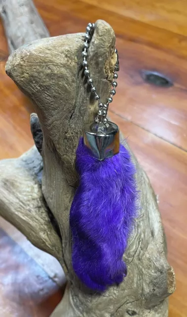 New Purple Good Luck Rex RABBITS FOOT Key Chain Zipper Pull Charm School Charm