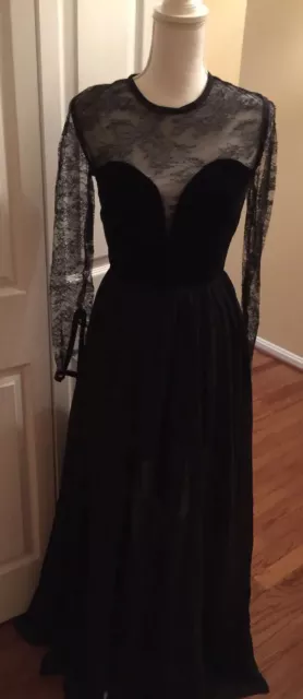 Elie Saab Black Gown  Silk Chiffon/Lace Gorgeous Sz 38 /2 $3500