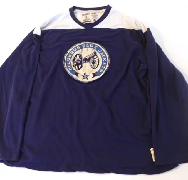 Vintage Columbus Blue Jackets CCM Long Sleeve Shirt Mens Size 2XL Blue