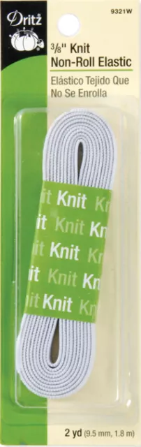 Dritz Non-Roll Knit Elastic 3/8"X2yd-White, 9321-W