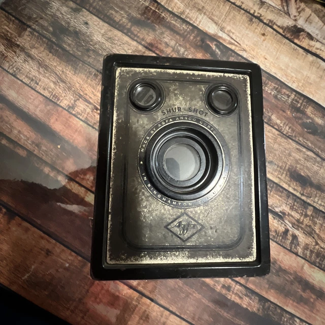 Cámara AGFA Ansco D-6 Shur Shot caja especial rara vintage negra antigua