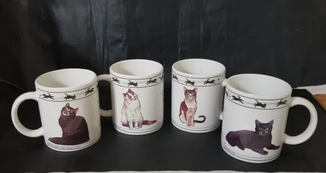 Set 4 Houston Harvest Cat Lovers Limited Collectable Cats Ceramic Coffee Mugs