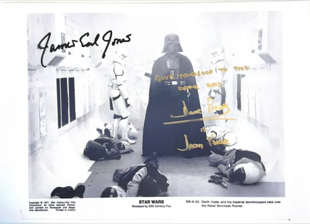 Rare JAMES EARL JONES-DAVID PROWSE Signed Press Photo-DARTH VADER-STAR WARS