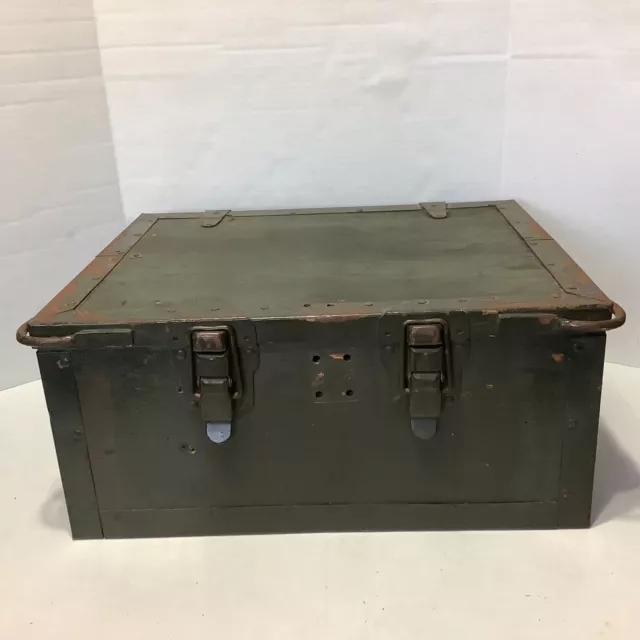 Vintage Military  Wooden Storage Foot Locker Chest 19" x 15" x 8.5"