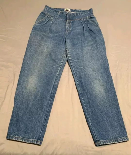 VTG Palmetto's Blue Acid Wash High Waisted Tapered Mom Jeans 33x29 Pleated Women