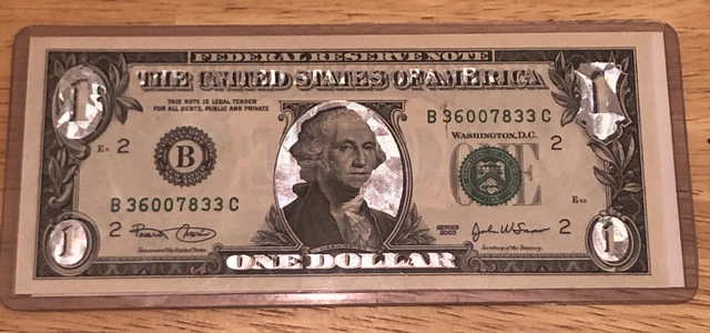 One 2013B 🇺🇸Dollar Bill Colorized Legal Federal Note Rare Silver Hologram