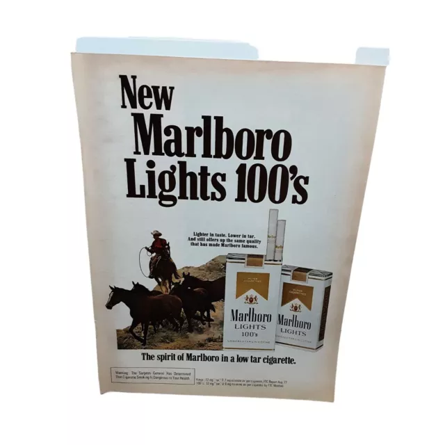 1978 Marlboro Lights 100s Original Print Ad Vintage