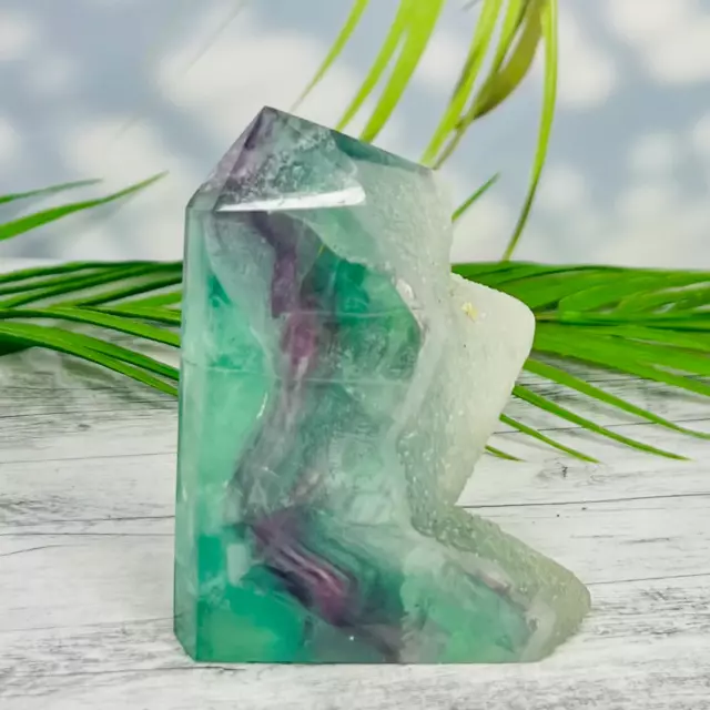 Fluorite Tower Natural Crystal Point Healing Green Rainbow