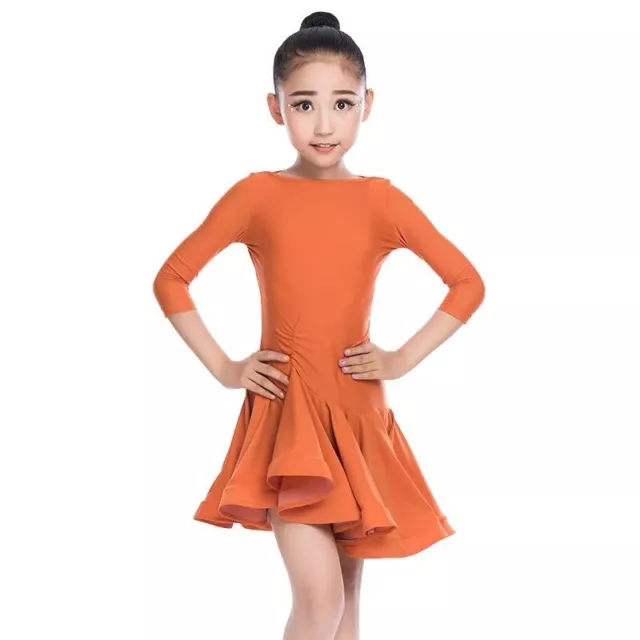 Girls Ballroom Dance Dress Fit Asymmetry Latin Performance Rumba Tango Dancewear