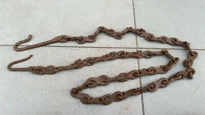 Antique Old Rare Islamic Iron Hand Forged 83” Long Wall/Ceiling Hanging Chain