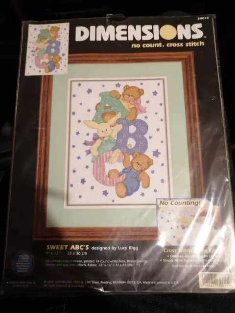 Dimensions No Count Cross Stitch Kit 39015 Lucy Rigg SWEET ABC'S 2000 NEW