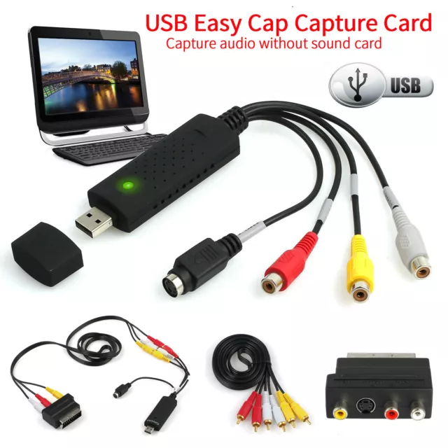 EasyCAP USB 2.0 Video Audio VHS TV to DVD Converter  Capture Card Scart Adapter