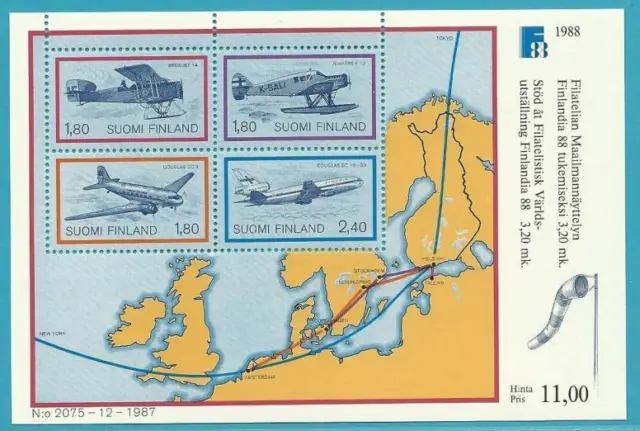 Finnland aus 1988 ** postfrisch Block 4 MiNr.1053-1056 - Flugpostbeförderung!