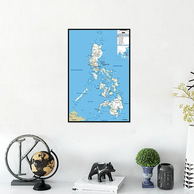 PHILIPPINES ROAD MAP of English Art Prints Poster Home Office Wall