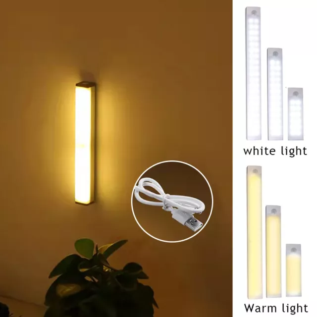 Lámpara de armario con sensor de movimiento LED PIR inalámbrica tira recargable USB 2