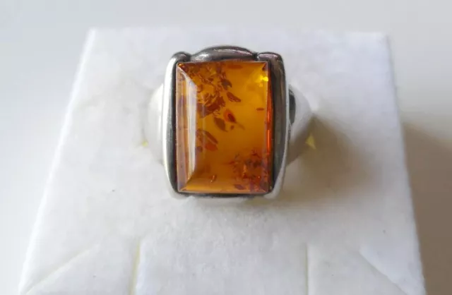 Bague en Ambre de la Baltique T56 et Argent 925 millièmes