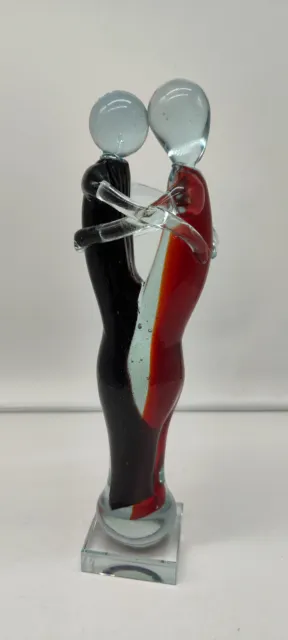 Statue  personnages entrelacés verre de Murano verrerie multicolore h 34 cm