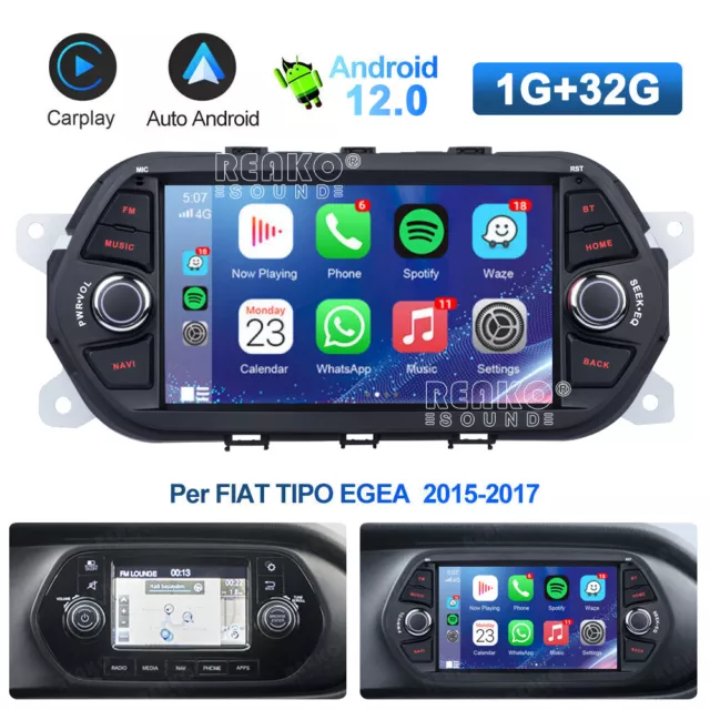 32G Android 12 Apple Carplay Autoradio GPS Sat Navi per Fiat Tipo Egea 2015-2017