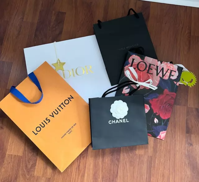 DESIGNER SHOPPING BAGS Lot of 5 Dior LV Chanel Loewe Gentle