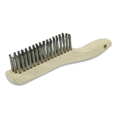 Hand Scratch Brush, 4 X 16 Rows, 0.012 in Stainless Steel Fill, Shoe Handle ORS