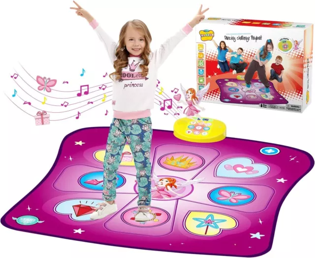 Dance Mat Toys for Girls, Play Mat with LED Lights, Adjustable Volume, 3 Game Mo