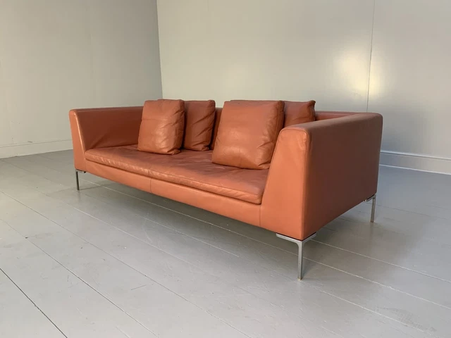 B&B Italia "Charles" Sofa - "CH230" 3-Seat - In Dark Pink "Gamma" Leather - R...