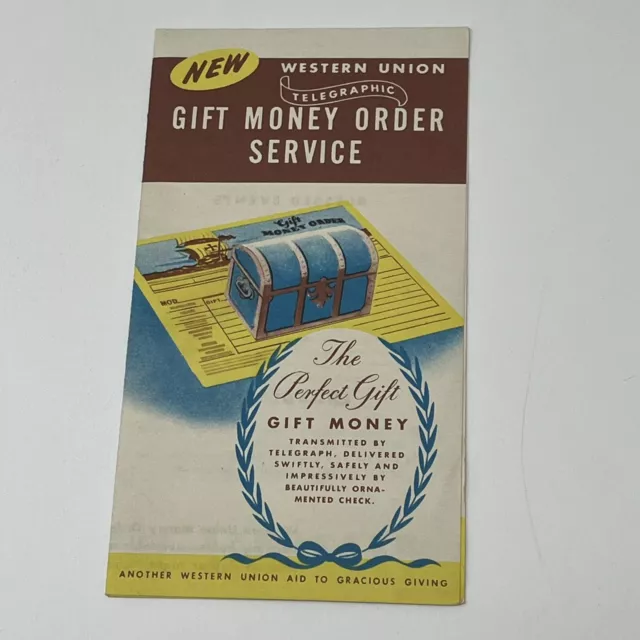 1951 Western Union Telegraphic Gift Money order Service Brochure Pamphlet Flyer