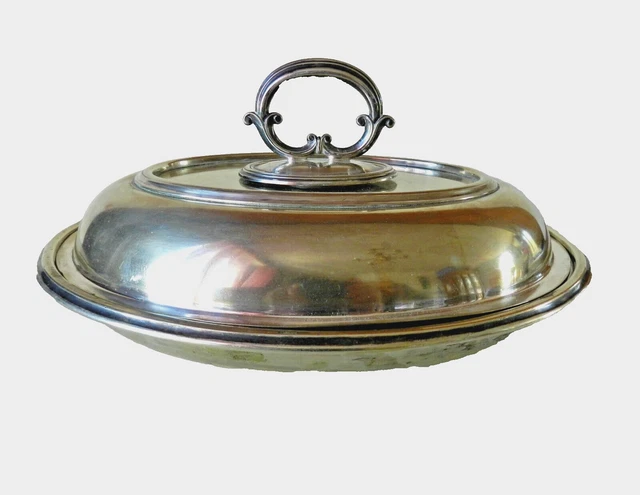 Plat Tagine Marocain Ancien En Métal Argenté Avec Couvercle Et Support - Déco Ethnique