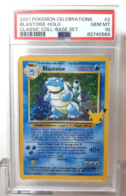 Pokemon Turtok Holo Blastoise PSA 10 English 2/102 Celebrations Mint 2021