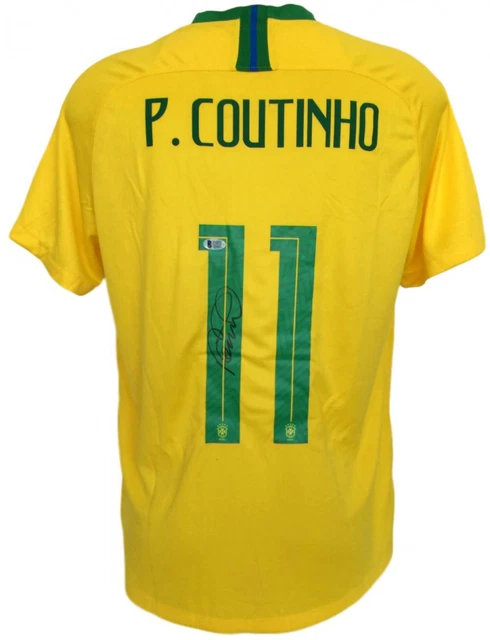 CAMISETA - De Brasil - Philippe Coutinho - Firmada - Coa 350,00 PicClick FR