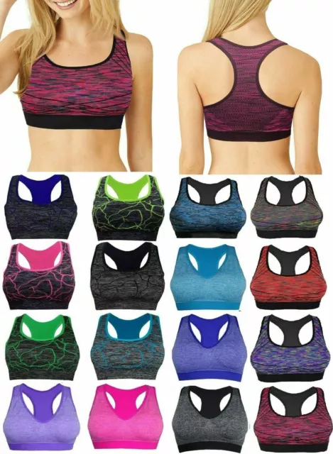 Womens Padded Sports Bra Ladies Crop Top Gym Yoga Workout Run Fitness Exercises