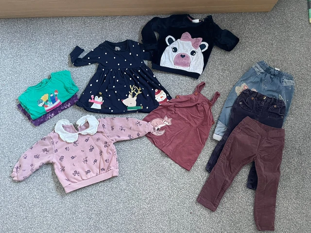 Baby Girls 18-24 Months Clothes Bundle Winter Jeans Trousers Dress Jumpers