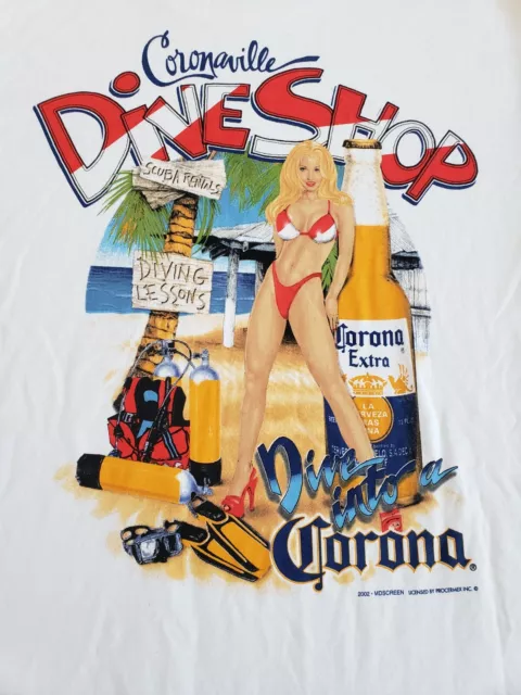 NEW Dive Shop t-shirt  White Corona Extra Scuba Diver unisex shirt  Coronaville