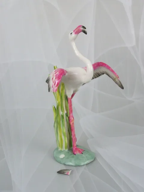 Nymphenburg Figur "Flamingo im Schilf" Figure Figurine Porzellanfigur Scherf
