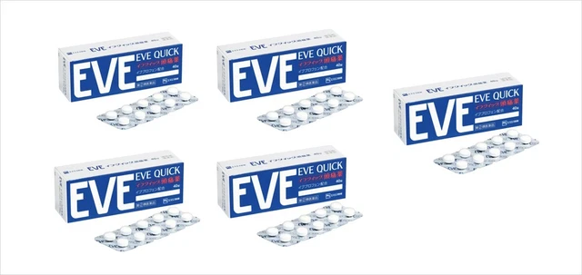 5 cajas EVE QUICK 40 tabletas para alivio del dolor de cabeza Japón