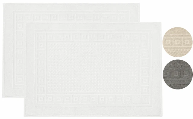 2er Set Badematte Badvorleger Badteppich Duschvorleger 50x70 cm 100% Baumwolle