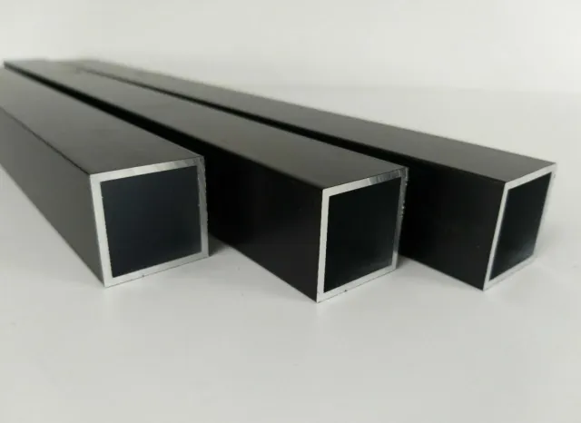 Aluminium Rechteckrohr Quadrat Pulverbeschichtet Schwarz Matt RAL 9005