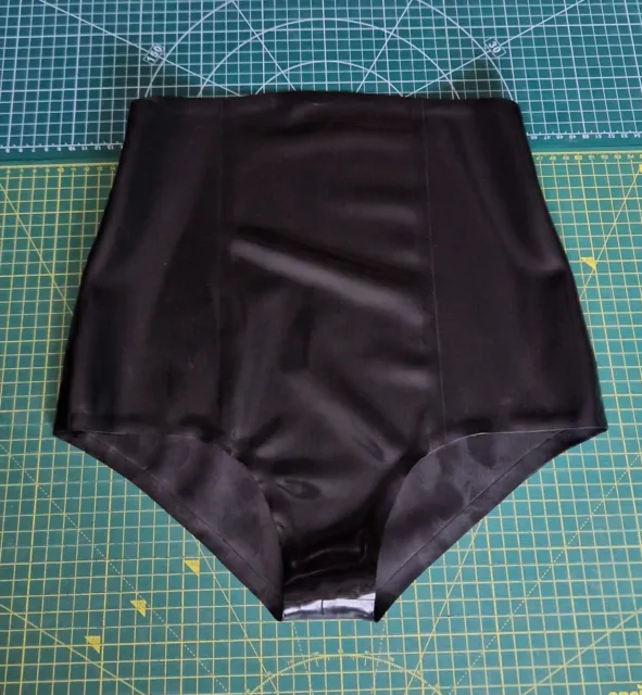 26 HIGH WAIST Zipper black rubber Latex Ladies Pants Briefs