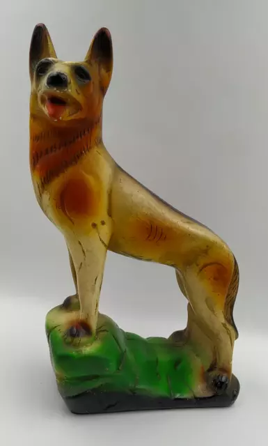 Large Vintage Chalk Ware Alsatian German Shepherd Dog Figurine