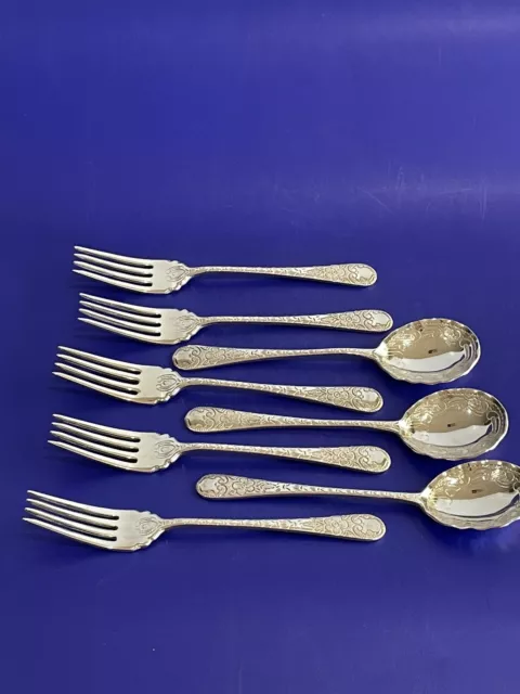 RODD Vintage JASMINE Silver Plated Fruit/ Cake Spoons (3) & Forks (5)