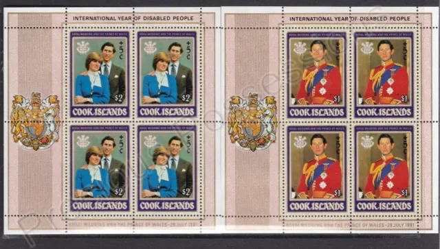 1981 Royal Wedding Charles & Diana MNH Large Stamp Sheets Cook Islands Surch