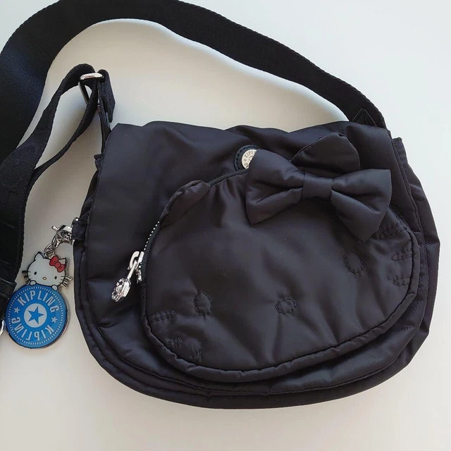 Kipling X Sanrio Hello Kitty Delia Mini Black Nylon Shouler Bag NEW