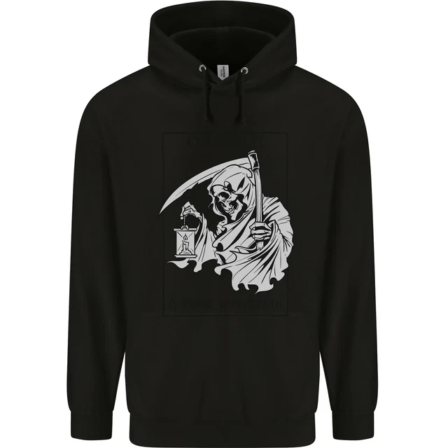 Wasted Life Grim Reaper Gothic Biker Skull Childrens Kids Hoodie