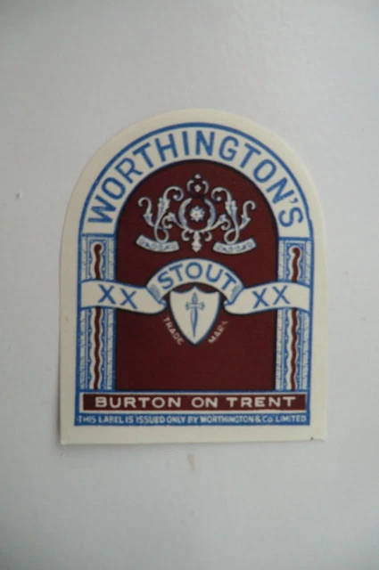 Neuwertig Worthington Burton Xx Stout Xx Weiss Schild Brauerei Bierflasche Etikett
